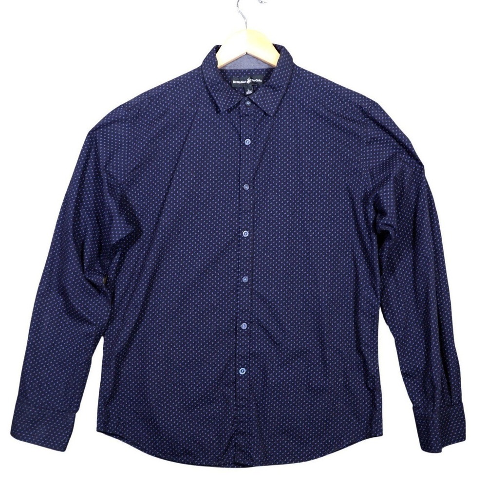 Beverly Hills Polo Club Mens Long Sleeve Button Down Shirt Navy Size L